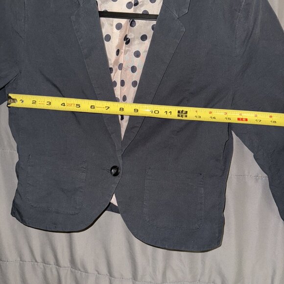 Divided by H&M Blazer Womens Sz 8 Black Pink Polka Dot Lined Pockets Cotton - Picture 7 of 11